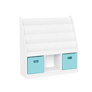 RiverRidge Home White With 2 Aqua Bins Composite 7-shelf Standard Bookcase