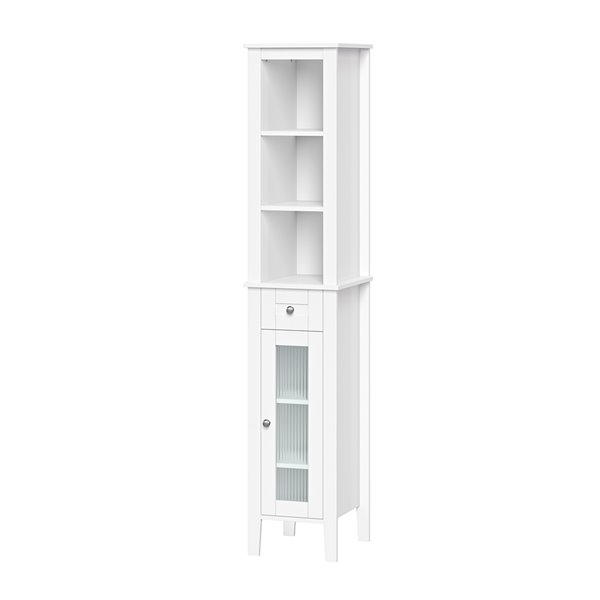 RiverRidge Home Prescott 11.75-in W x 60-in H x 13-in D White MDF Freestanding Linen Cabinet