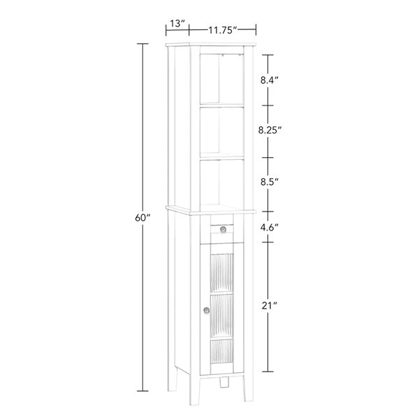 RiverRidge Home Prescott 11.75-in W x 60-in H x 13-in D White MDF Freestanding Linen Cabinet