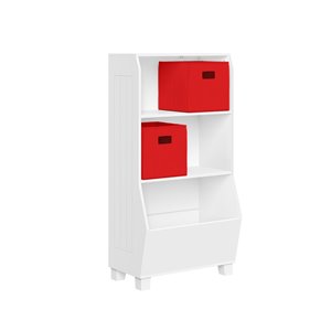 RiverRidge Home 2 Compartments White with 2 Red Bins Stackable Composite wood
