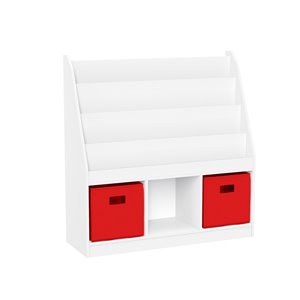 RiverRidge Home White With 2 Red Bins Composite 7-shelf Standard Bookcase