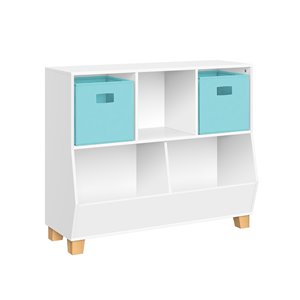 RiverRidge Home 3 Compartments White with 2 Aqua Bins Stackable Composite wood