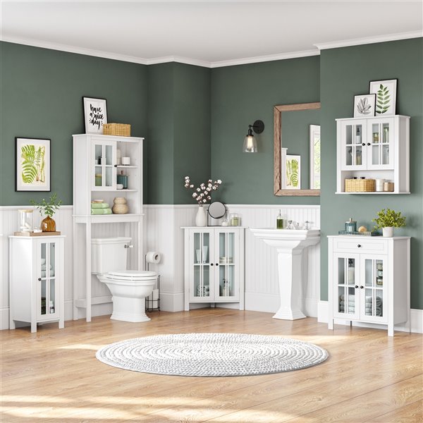 RiverRidge Home Danbury 22.69-in W x 24.25-in H x 7.75-in D White Bathroom Wall Cabinet