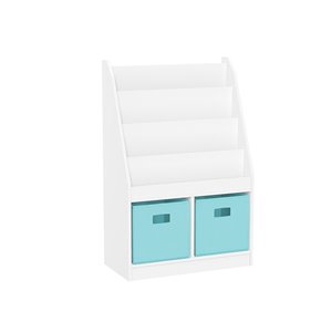 RiverRidge Home White With 2 Aqua Bins Composite 6-shelf Standard Bookcase