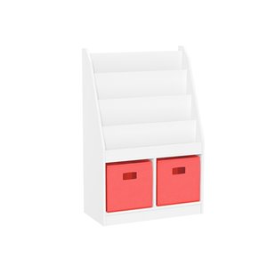 RiverRidge Home White With 2 Coral Bins Composite 6-shelf Standard Bookcase
