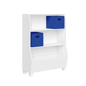 RiverRidge Home 2 Compartments White with 2 Blue Bins Stackable Composite wood