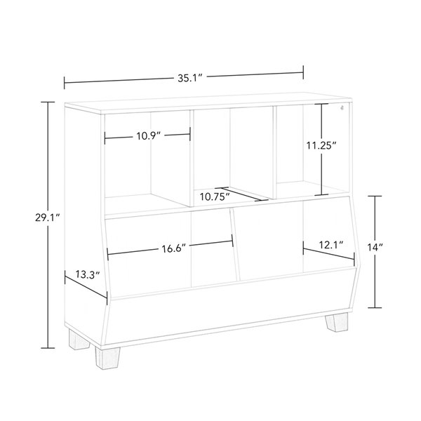 RiverRidge Home 3 Compartments White with 2 Blue Bins Stackable Composite wood