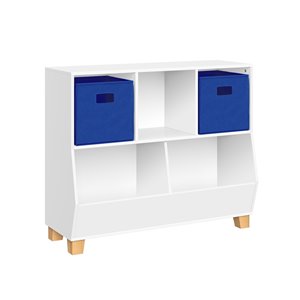 RiverRidge Home 3 Compartments White with 2 Blue Bins Stackable Composite wood