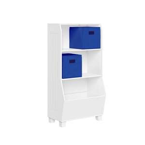 RiverRidge Home 2 Compartments White with 2 Blue Bins Stackable Composite wood