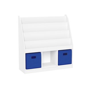 RiverRidge Home White With 2 Blue Bins Composite 7-shelf Standard Bookcase
