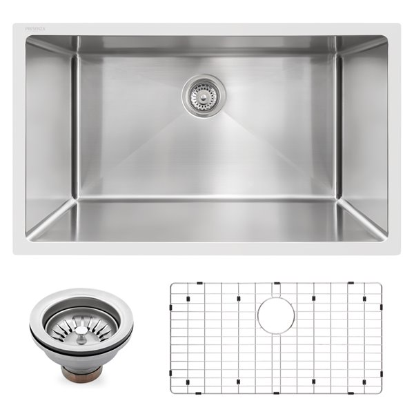 Presenza Undermount 18-in x 30-in Stainless Steel Single Basin 1-Hole Kitchen Sink