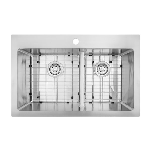 Sink Rona Presenza Drop-in or Undermount 20.5-in x 31.5-in Double Offset Basin 1 ...