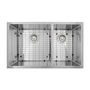 PRESENZA Undermount 19-in x 32-in Stainless Steel Double Offset Basin Kitchen Sink