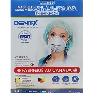 Masque chirurgical à usage unique FN-N95 de Dent-X, paquet de 20