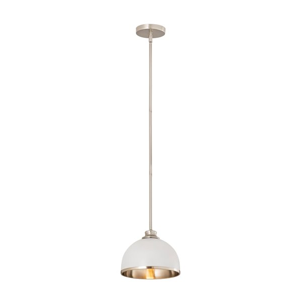 Z-Lite Dome Landry Pendant Light  - White/Brushed Nickel