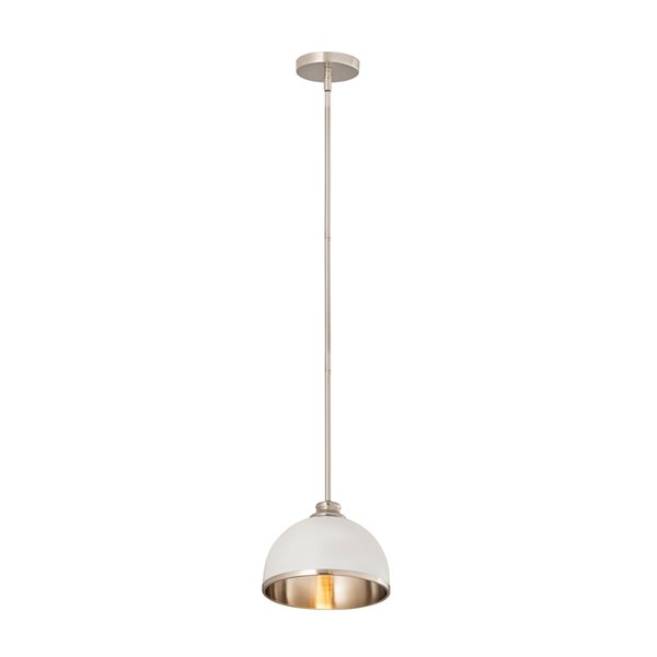 Z-Lite Dome Landry Pendant Light  - White/Brushed Nickel