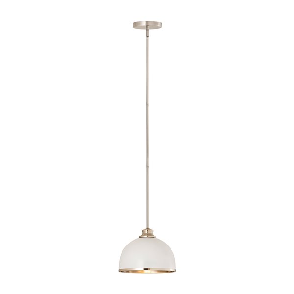 Z-Lite Dome Landry Pendant Light  - White/Brushed Nickel