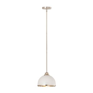 Z-Lite Dome Landry Pendant Light  - White/Brushed Nickel