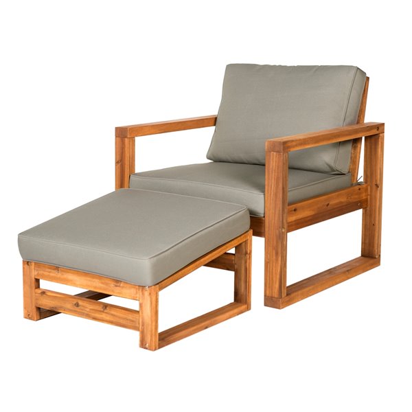 Walker Edison Modern Patio Chair And, Patio Chair With Ottoman