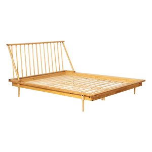 Walker Edison Modern Wood Spindle Bed - Queen - Light Oak