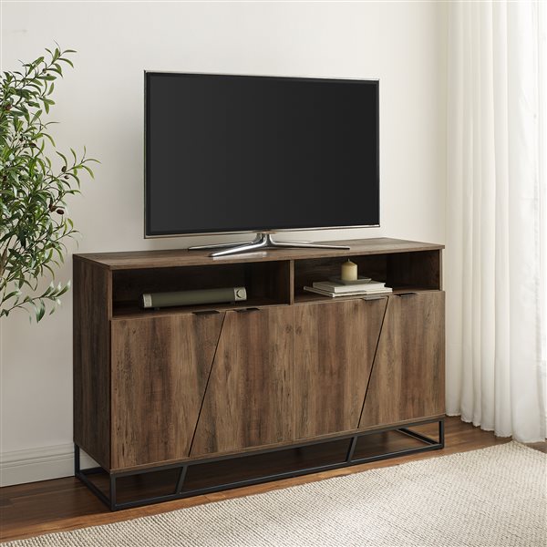 Walker Edison Angled Door Console - 58-in - Reclaimed Barnwood ...