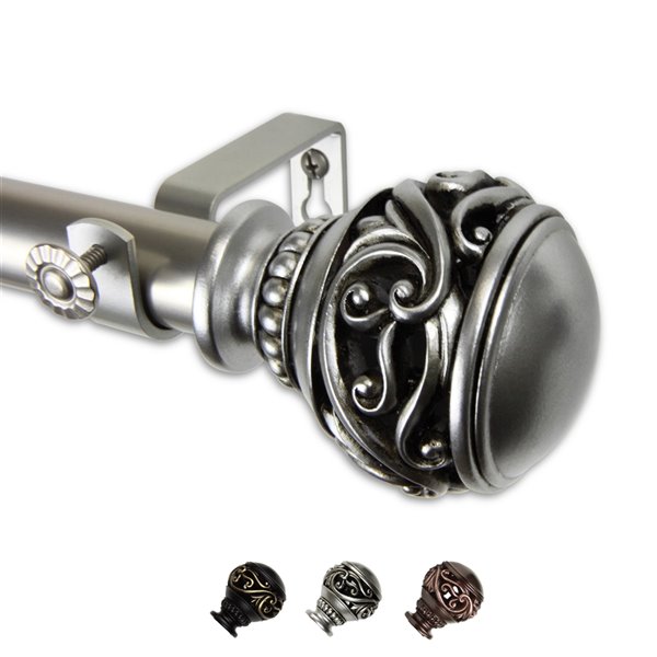 Rod Desyne Isabella 48-in to 84-in Satin Nickel Steel Single Curtain Rod