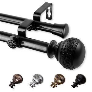 Rod Desyne Naomi 28-in to 48-in Black Steel Double Curtain Rod