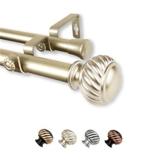 Rod Desyne Baldir 48-in to 84-in Light Gold Steel Double Curtain Rod