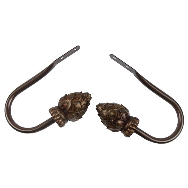 Rod Desyne Bud Cocoa Steel Holdback Set for Curtain - 2-Pack