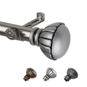 Rod Desyne Magnolia 28-in to 48-in Satin Nickel Steel Single Curtain Rod