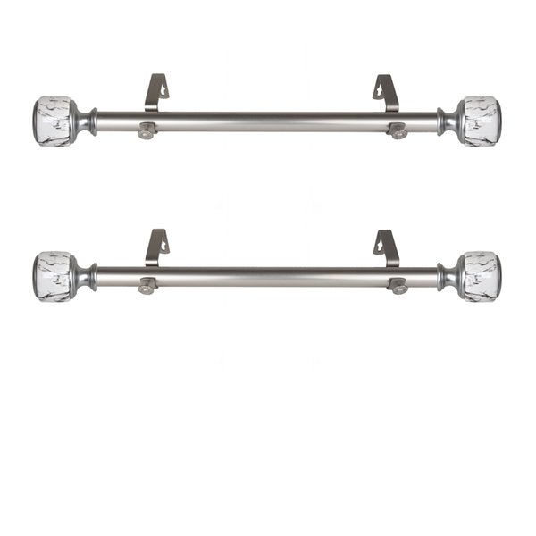 Rod Desyne Josephine 11-in to 20-in Satin Nickel Steel Single Curtain Rod