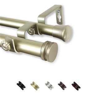 Rod Desyne Bun 48-in to 84-in Light Gold Steel Double Curtain Rod