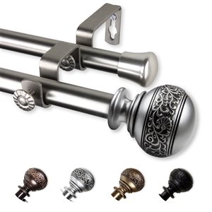 Rod Desyne Naomi 48-in to 84-in Satin Nickel Steel Double Curtain Rod