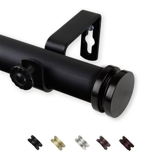 Rod Desyne Bun 28-in to 48-in Black Steel Single Curtain Rod