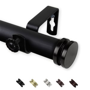 Rod Desyne Bun 28-in to 48-in Black Steel Single Curtain Rod