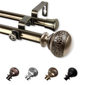 Rod Desyne Naomi 66-in to 120-in Antique Brass Steel Double Curtain Rod