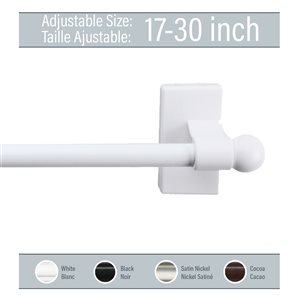 Rod Desyne 17-in to 30-in White Steel Single Curtain Rod