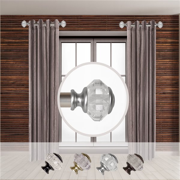 Rod Desyne Inez 11-in to 20-in Satin Nickel Steel Single Curtain Rod