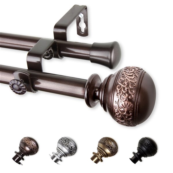 Rod Desyne Naomi 48-in to 84-in Cocoa Steel Double Curtain Rod