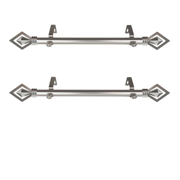 Rod Desyne Lenore 11-in to 20-in Satin Nickel Steel Single Curtain Rod