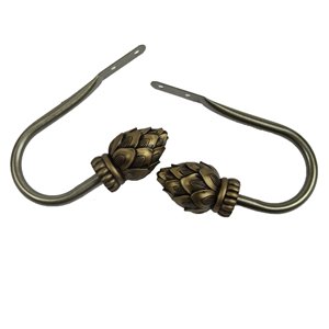 Rod Desyne Bud Antique Brass Steel Holdback Set for Curtain - 2-Pack