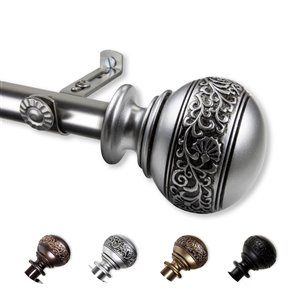 Rod Desyne Naomi 28-in to 48-in Satin Nickel Steel Single Curtain Rod