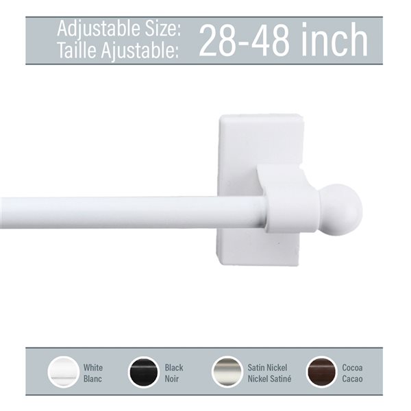 Rod Desyne 28-in to 48-in White Steel Single Curtain Rod