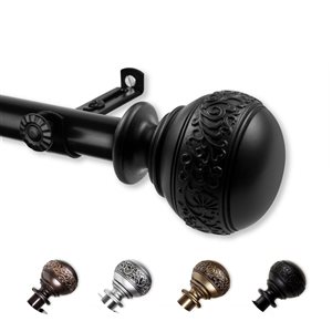 Rod Desyne Naomi 28-in to 48-in Black Steel Single Curtain Rod