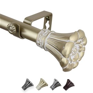 Rod Desyne Blossom 66-in to 120-in Gold Steel Single Curtain Rod