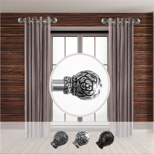 Rod Desyne Rosy 11-in to 20-in Satin Nickel Steel Single Curtain Rod