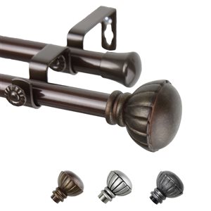 Rod Desyne Magnolia 28-in to 48-in Cocoa Steel Double Curtain Rod