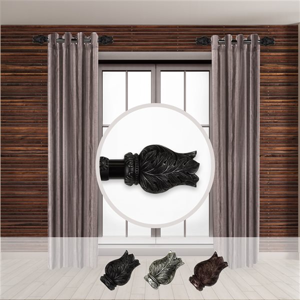 Rod Desyne Verda 11-in to 20-in Black Steel Single Curtain Rod