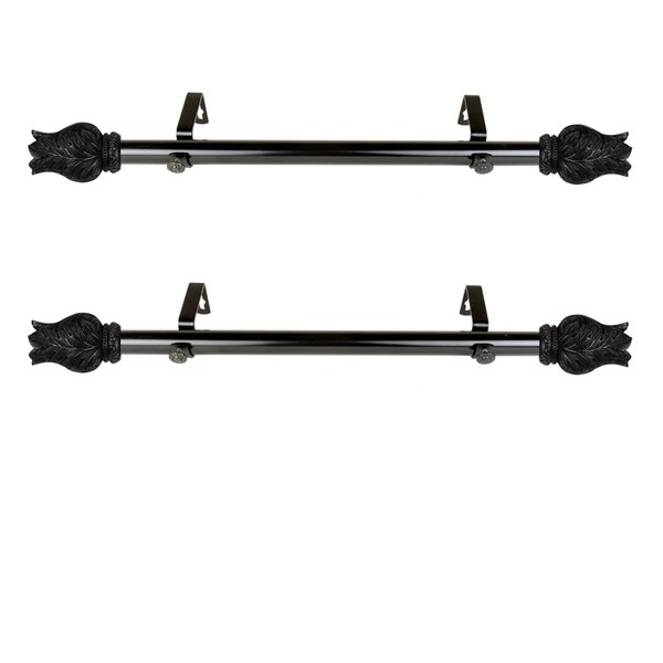 Rod Desyne Verda 11-in to 20-in Black Steel Single Curtain Rod