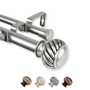 Rod Desyne Baldir 48-in to 84-in Satin Nickel Steel Double Curtain Rod